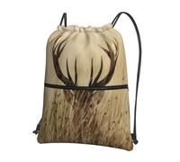 HJFCZH Mochila con cremallera y cordón con estampado de ciervo de cola blanca, bolsa deportiva ligera para gimnasio, viajes y yoga, diseño duradero resistente al agua