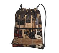 HJFCZH Mochila con cremallera y cordón para guitarra, bajo, música, instrumentos musicales, con cordón, ultraduradera, resistente al agua, para viajes y deportes, funda ligera y plegable