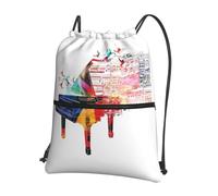 HJFCZH Mochila con cremallera y cordón para teclado de piano colorido, con bolsillo frontal, ideal para viajes y yoga