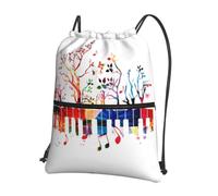 HJFCZH Mochila con cremallera y cordón para teclado de piano colorido, con bolsillo frontal, ideal para viajes y yoga