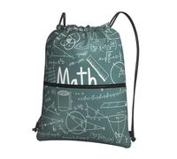 HJFCZH Mochila ligera con cremallera y cordón para lecciones de matemáticas, con bolsillo frontal, ideal para viajes y yoga