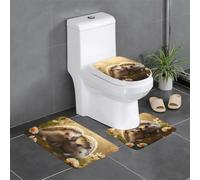 HJFCZH Nature Lovely Hedgehog Lovers - Juego de 3 alfombras de baño antideslizantes para inodoro, tocador y tapa, fácil de limpiar, antideslizante
