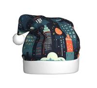 HJFCZH New York Night - Gorro de Navidad estampado para adultos, adecuado para Halloween, Navidad y Año Nuevo