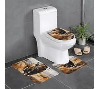 HJFCZH North American Bison Herd - Juego de tres piezas antideslizante de secado rápido para baño, tapete de ducha duradero y antideslizante