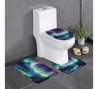 HJFCZH Northern Lights - Juego de alfombras de baño de 3 piezas con estampado de pintura - Alfombrillas antideslizantes para inodoro, tocador y cubierta de tapa, fácil de limpiar