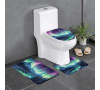 HJFCZH Northern Lights - Juego de alfombras de baño de 3 piezas con estampado de pintura - Alfombrillas antideslizantes para inodoro, tocador y cubierta de tapa, fácil de limpiar