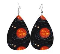 HJFCZH Outer Space Galaxy Solar System - Pendientes de piel con diseño de lágrima, vibrantes aretes colgantes para mujer, joyería ligera de moda con ganchos chapados en plata, ideales para fiestas y