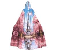 HJFCZH Paris Street Eiffel Tower - Capa con capucha para adultos con diseño floral rosa que garantiza un cuidado fácil y un uso duradero