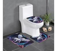 HJFCZH Pegasus in The Galaxy - Juego de alfombras antideslizantes para baño, 3 piezas, contorneado, ovaladas y rectangulares para inodoro, tocador y baños