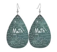 HJFCZH Pendientes colgantes de cuero con estampado de palabras de lecciones de matemáticas, elegantes gotas de agua para estilo festivo y chic diario
