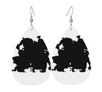HJFCZH Pendientes de cuero con diseño de lágrima con estampado de Papá Noel, aretes colgantes vibrantes para mujer, joyería ligera de moda con ganchos chapados en plata, ideales para fiestas y regalos