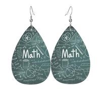 HJFCZH Pendientes de cuero con diseño de lágrima, diseño de lecciones de matemáticas, aretes colgantes vibrantes para mujer, joyería de moda ligera con ganchos chapados en plata, ideales para fiestas