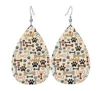 HJFCZH Pendientes de piel con forma de lágrima con diseño de huesos, ligeros colgantes con ganchos chapados en plata, colores vivos y diseño hipoalergénico para ocasiones festivas