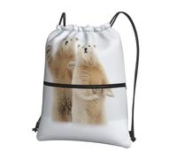 HJFCZH Polar Bear Prints - Mochila con cremallera y cordón, bolsa ligera para gimnasio con bolsillo frontal, ideal para viajes y yoga