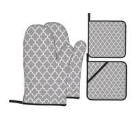HJFCZH Quatrefoil - Juego de manoplas y soportes para ollas, poliéster, impermeable, resistente al calor, 21 x 21 cm, 4 piezas