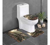 HJFCZH Remains of The Roman Colosseum - Juego de alfombras antideslizantes para baño, 3 piezas, contorneado, ovaladas y rectangulares para inodoro, tocador y baños