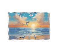 Hjfczh Seagulls by The Sea - Manteles individuales para mesa de comedor, juego de 6 unidades, 12 x 18 pulgadas, para Navidad, Halloween y uso diario