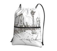HJFCZH Small Town House - Mochila con cremallera y cordón para gimnasio, viajes y yoga, diseño duradero resistente al agua