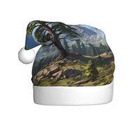 HJFCZH Sombrero de Navidad con estampado de árbol de pino de montaña de ciervo para adultos, por lo que es un regalo divertido y duradero para hombres y mujeres