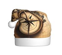 HJFCZH Sombrero de Navidad con estampado de brújula y mapa del mundo antiguo para adultos, para Navidad, Halloween, Año Nuevo, ventas, promociones
