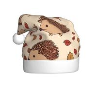 HJFCZH Sombrero de Navidad con estampado de erizo de hojas para adultos, diseño suave, ligero y esponjoso para hombres y mujeres