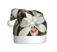 HJFCZH Sombrero de Navidad con estampado de orquídea de campana blanca para adultos, por lo que es un regalo divertido y duradero para hombres y mujeres