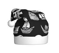 HJFCZH Sombrero de Navidad con estampado de piratas en blanco y negro para adultos, por lo que es un regalo divertido y duradero para hombres y mujeres