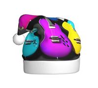 HJFCZH Sombrero de Navidad con imagen de guitarras coloridas para adultos, accesorio festivo de calidad hecho a mano, suave, ligero