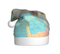 HJFCZH Sombrero de Navidad con imagen de mapa del mundo de dibujos animados para adultos, accesorio festivo hecho a mano, suave, ligero