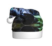 HJFCZH Sombrero de Navidad estampado de pantera con ojos azules para adultos, accesorio festivo de calidad hecho a mano suave y ligero