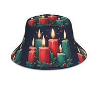 HJFCZH Sombrero reflectante con diseño de vela de Feliz Navidad para hombres y mujeres, plegable y ligero, color negro