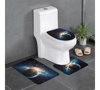 HJFCZH Space Planet Earth - Juego de alfombras de baño estampadas, 3 piezas antideslizantes (24 x 16 pulgadas) para inodoro, tocador y baños, fácil de limpiar