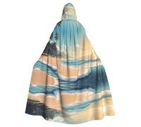 HJFCZH Sunny Ocean Beach Prints - Capa con capucha para adultos de Halloween para varios entornos de fiesta y carnaval