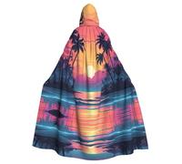 HJFCZH Sunset Ocean Palm Trees Prints Halloween - Capa con capucha para adultos para varios entornos de fiesta y carnaval