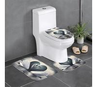 HJFCZH Swan - Juego de alfombras de baño antideslizantes con diseño de corazón, 3 piezas, ovaladas y rectangulares para inodoro, tocador y baños