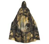 HJFCZH The Elephant Under the Willow Tree Pattern Adult Halloween - Chaqueta larga con capucha para fiesta adecuada para hombres y mujeres