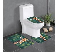 HJFCZH The Giraffe in The Leaves - Juego de alfombras antideslizantes para baño, 3 piezas, contorneado, ovaladas y rectangulares para inodoro, tocador y baños