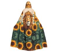HJFCZH The Lion Among The Sunflower Pattern - Chaqueta larga con capucha para Halloween para adultos, adecuada para hombres y mujeres