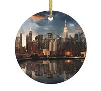 HJFCZH The New York City Skyline - Decoración circular de cerámica para decoración de interiores, regalo de 2.9 pulgadas