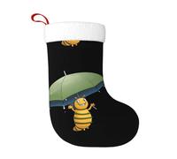 HJFCZH Un calcetín de Navidad con patrón de oruga que se esconde de la lluvia, perfecto para decorar oficinas, árboles, chimeneas y mesas