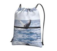 HJFCZH Whale Above Sea Water - Mochila con cremallera y cordón para el gimnasio, ligera, con bolsillo frontal, ideal para viajes y yoga