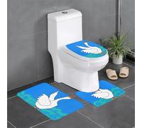 HJFCZH White Goose Spread its Wings - Juego de tres piezas antideslizante de secado rápido para baño, tapete de ducha duradero y antideslizante