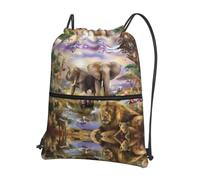 HJFCZH Wild Animals Prints - Mochila con cremallera y cordón - Bolsa deportiva ligera para gimnasio, viajes y yoga - Diseño duradero resistente al agua