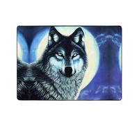 HJFCZH Wolf Under Moon Prints - Alfombra antideslizante de felpa bien hecha de 80 x 58 pulgadas, manta de piel sintética para una comodidad acogedora y protección del suelo sin esfuerzo