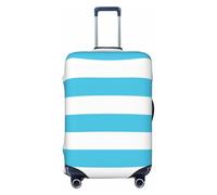 HJFIERYF Funda de equipaje de viaje a rayas grises y blancas, protector personalizado para maleta, resistente al polvo y los arañazos, Rayas azules y blancas del Caribe, M, Maleta