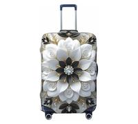 HJFIERYF Funda de equipaje de viaje con estampado de luz dorada, con patrones personalizados, protector de maleta, resistente al polvo y los arañazos, Flor de diamante, S, Maleta