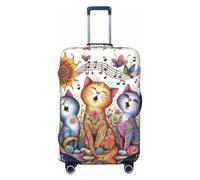 HJFIERYF Funda de equipaje de viaje con estampado de pliegues escoceses, protector personalizado para maleta, resistente al polvo y los arañazos, Sing Cat, L, Maleta