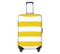 HJFIERYF Funda para equipaje de viaje, color marrón tabaco, con rayas blancas, protector personalizado para maleta, resistente al polvo y a los arañazos, Rayas blancas azufre, XL, Maleta