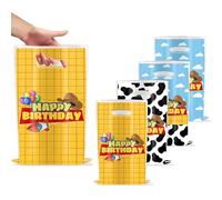 HJFZLY 30 bolsas de regalo para fiestas de cumpleaños con diseño de dibujos animados y nubes blancas y vacas, bolsas de plástico para cuentos de dibujos animados, suministros de decoración de fiesta