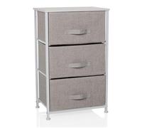 hjh LIVING Cómoda con 3 cajones de Tela FOLDRESS M 73x45x30 cm Cajonera organizadora, Patas Regulables en Altura, Estructura de Metal, Gris